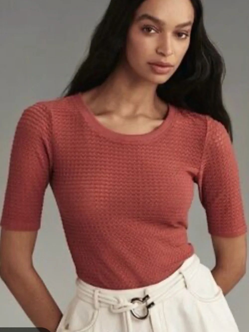 Anthropologie Pilcro Waffle Knit Short Sleeve Shirt Women’s Large